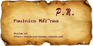 Paulnics Mínea névjegykártya